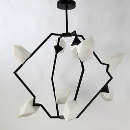 Ni lys post moderne metal med glas fersken lysekrone lampe kantinen dekorere pendel