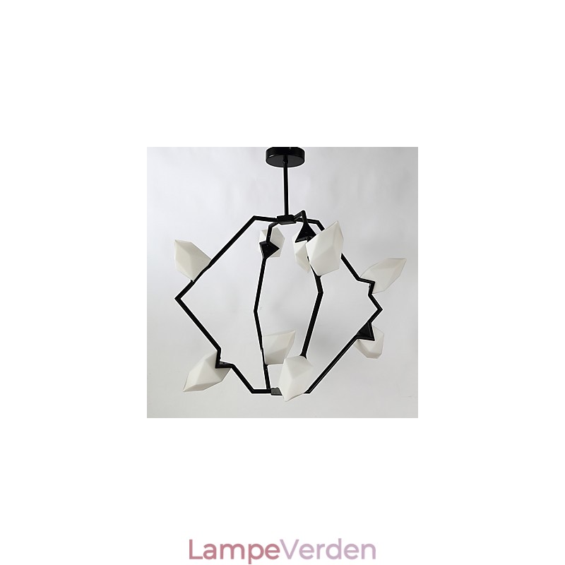 Ni lys post moderne metal med glas fersken lysekrone lampe kantinen dekorere pendel