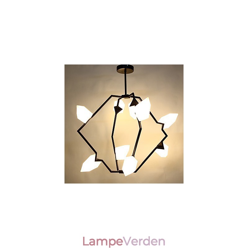 Ni lys post moderne metal med glas fersken lysekrone lampe kantinen dekorere pendel