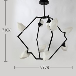 Ni lys post moderne metal med glas fersken lysekrone lampe kantinen dekorere pendel