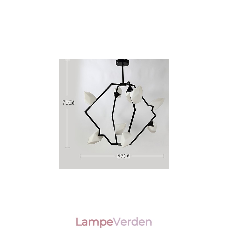 Ni lys post moderne metal med glas fersken lysekrone lampe kantinen dekorere pendel