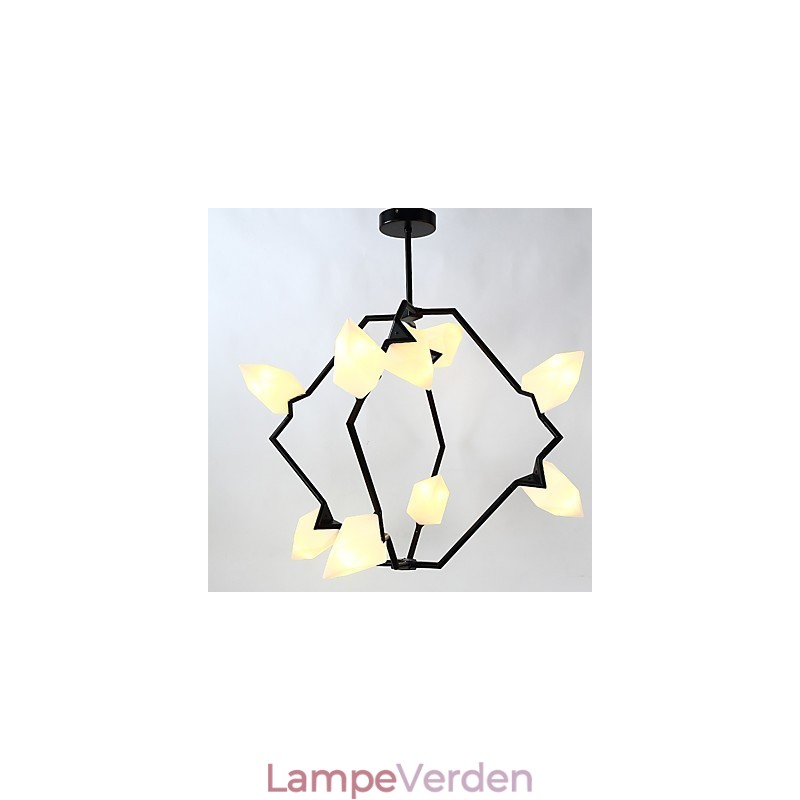Ni lys post moderne metal med glas fersken lysekrone lampe kantinen dekorere pendel