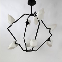 Ni lys post moderne metal med glas fersken lysekrone lampe kantinen dekorere pendel