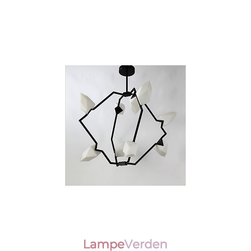 Ni lys post moderne metal med glas fersken lysekrone lampe kantinen dekorere pendel