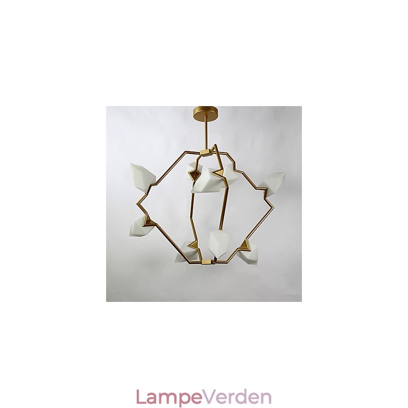 Ni lys post moderne metal med glas fersken lysekrone lampe kantinen dekorere pendel