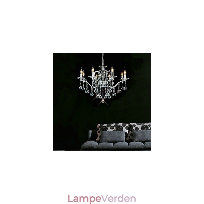 Elegant krystal lysekrone med 8 lys