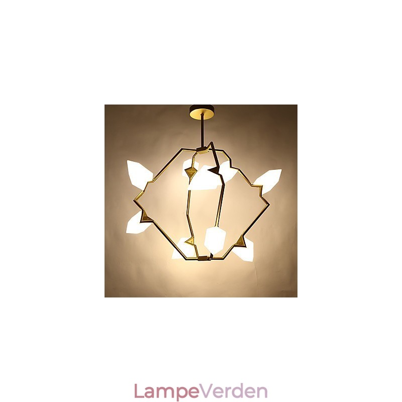 Ni lys post moderne metal med glas fersken lysekrone lampe kantinen dekorere pendel