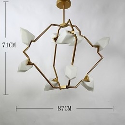 Ni lys post moderne metal med glas fersken lysekrone lampe kantinen dekorere pendel