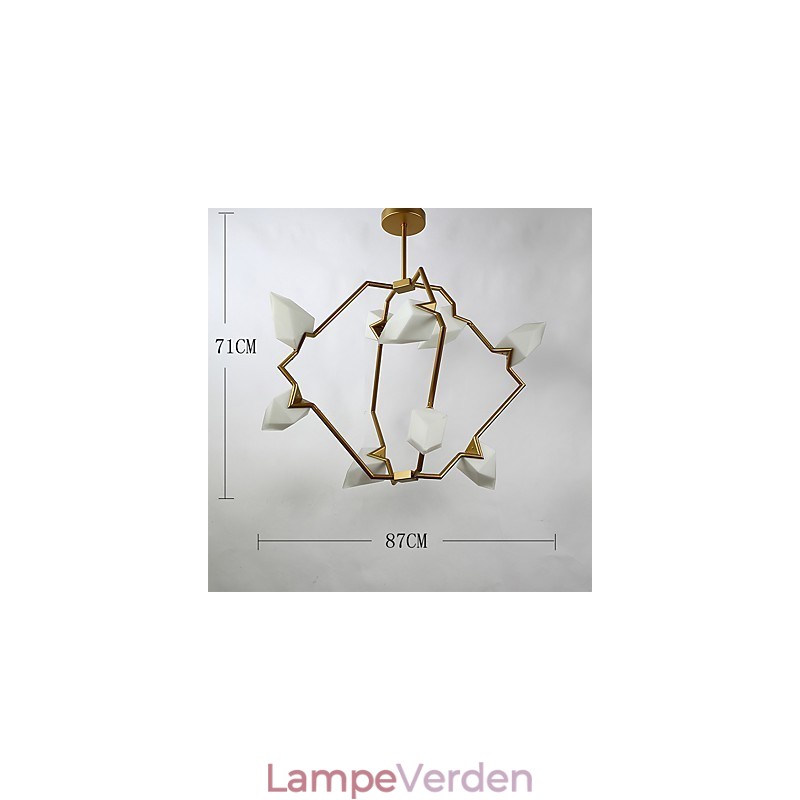 Ni lys post moderne metal med glas fersken lysekrone lampe kantinen dekorere pendel