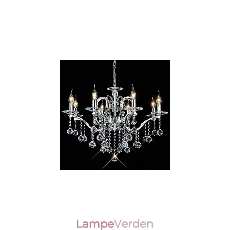 Elegant krystal lysekrone med 8 lys