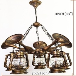 Rustik Lodge Vintage Retro Country Globe maleri funktion til Mini Style Designere Metal lysekrone