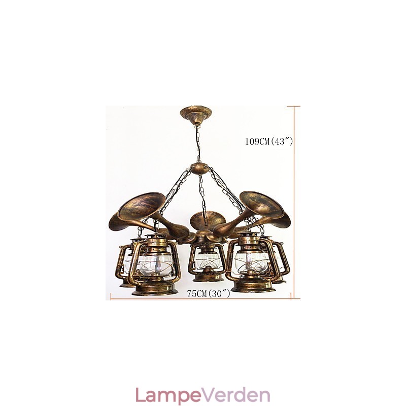 Rustik Lodge Vintage Retro Country Globe maleri funktion til Mini Style Designere Metal lysekrone