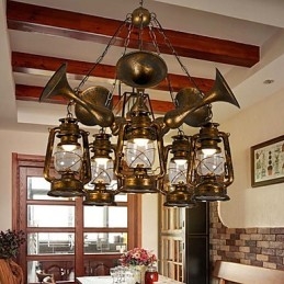 Rustik Lodge Vintage Retro Country Globe maleri funktion til Mini Style Designere Metal lysekrone