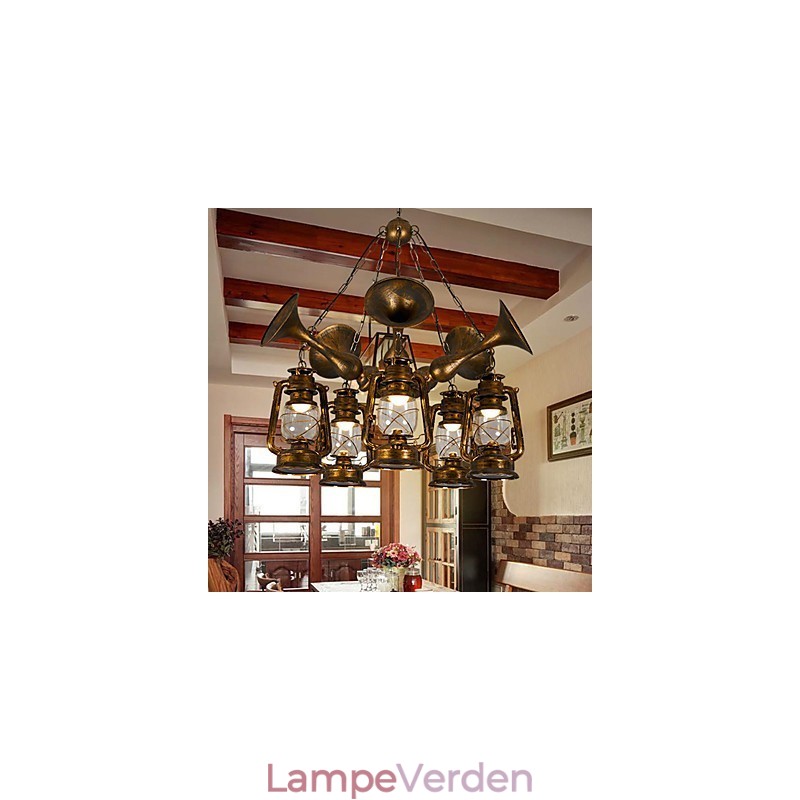 Rustik Lodge Vintage Retro Country Globe maleri funktion til Mini Style Designere Metal lysekrone