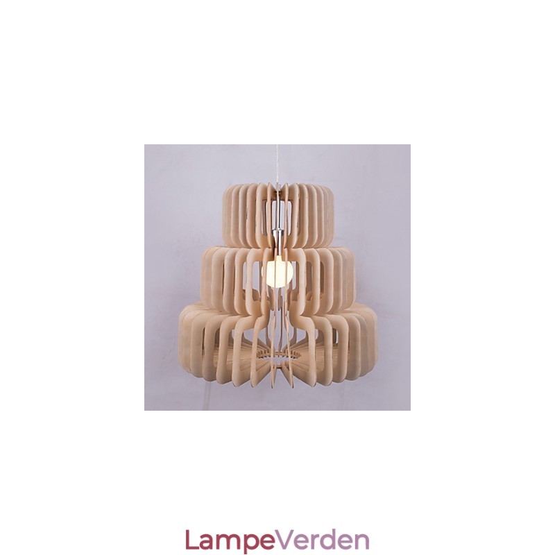 Vintage tre-lags kage lysekrone i træ