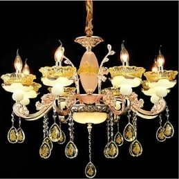 Traditionel klassisk galvaniseret funktion til Crystal Mini Style Metal 8 Bulbs lysekrone