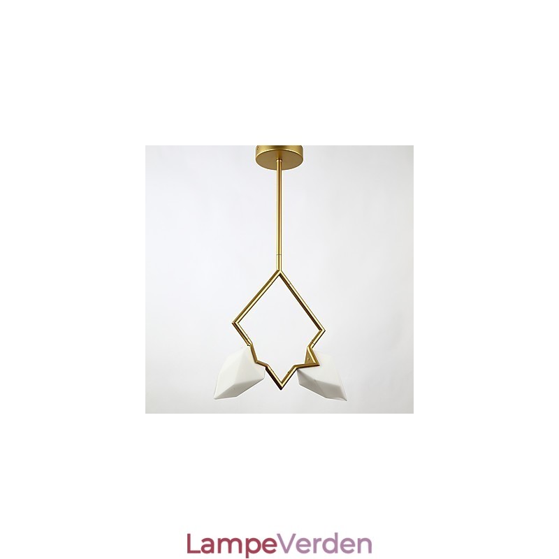2 lys post moderne metal med glas fersken lysekrone lampe kantinen dekorere pendel