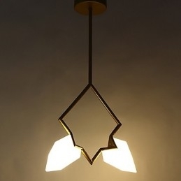 2 lys post moderne metal med glas fersken lysekrone lampe kantinen dekorere pendel