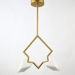 2 lys post moderne metal med glas fersken lysekrone lampe kantinen dekorere pendel