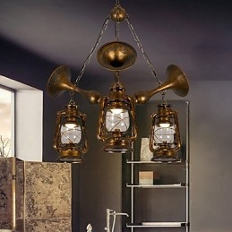 Rustik Lodge Vintage Retro Country Globe maleri funktion til Mini Style Designere Metal lysekrone