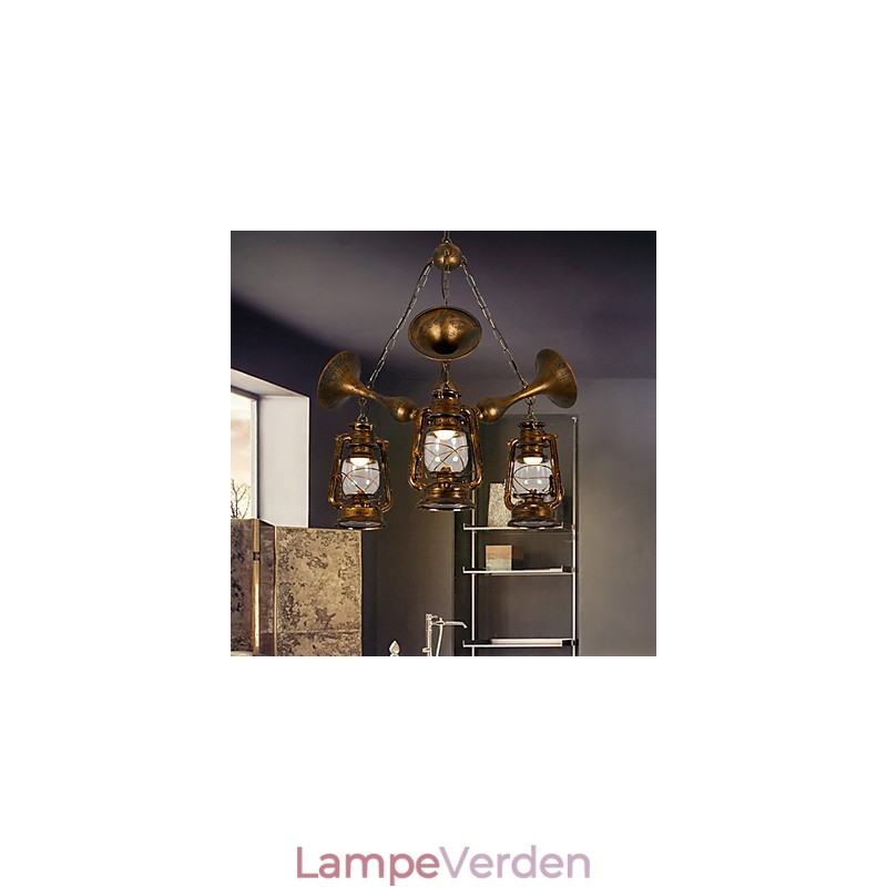 Rustik Lodge Vintage Retro Country Globe maleri funktion til Mini Style Designere Metal lysekrone