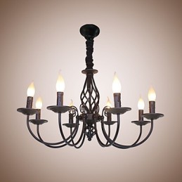 Europæisk simpel jernlampe stearinlyslampe 8 lysekrone