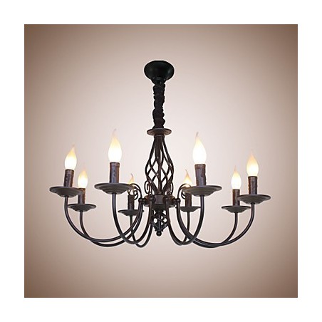 Europæisk simpel jernlampe stearinlyslampe 8 lysekrone Europæisk simpel jernlampe stearinlyslampe 8 lysekrone