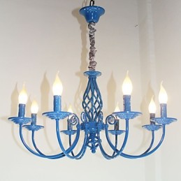 Europæisk simpel jernlampe stearinlyslampe 8 lysekrone