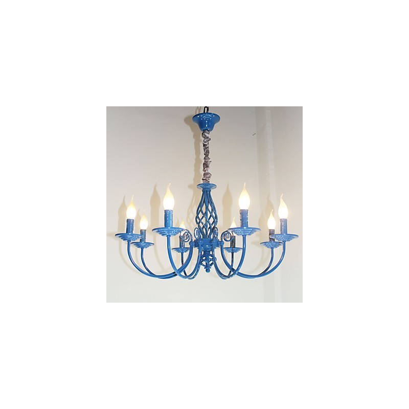 Europæisk simpel jernlampe stearinlyslampe 8 lysekrone