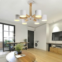 Lysekrone med 6 lys Moderne Moderne Traditionel Klassisk Vintage Country Wood Feature til træ