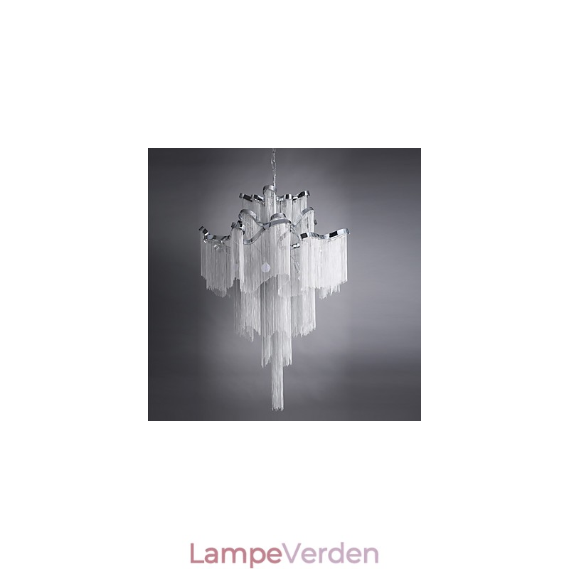 Aluminium Stream Lysekrone Designer Pendel Lys Sølvfarve Vindeltrappe trappe