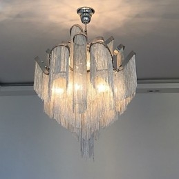 Aluminium Stream Lysekrone Designer Pendel Lys Sølvfarve Vindeltrappe trappe