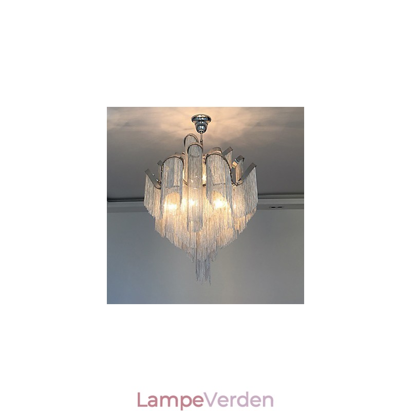 Aluminium Stream Lysekrone Designer Pendel Lys Sølvfarve Vindeltrappe trappe