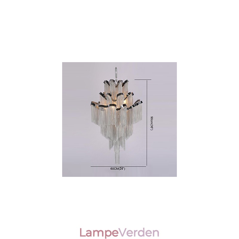 Aluminium Stream Lysekrone Designer Pendel Lys Sølvfarve Vindeltrappe trappe