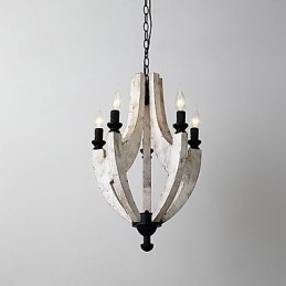 Vintage maleri funktion Mini stil træ bambus lysekrone lampe dekorere Pendant lampe