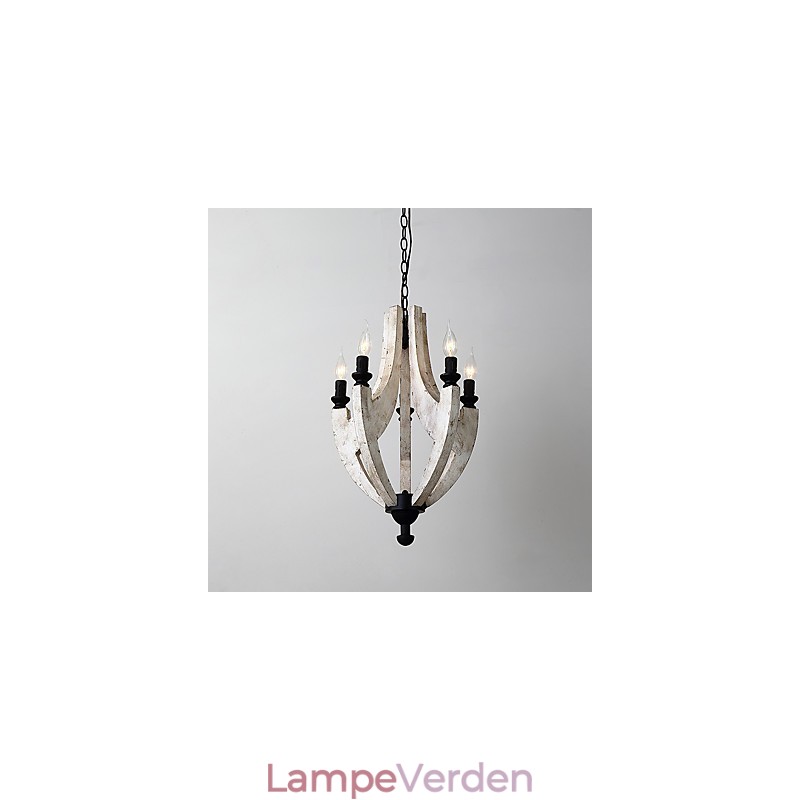 Vintage maleri funktion Mini stil træ bambus lysekrone lampe dekorere Pendant lampe