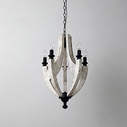 Vintage maleri funktion Mini stil træ bambus lysekrone lampe dekorere Pendant lampe