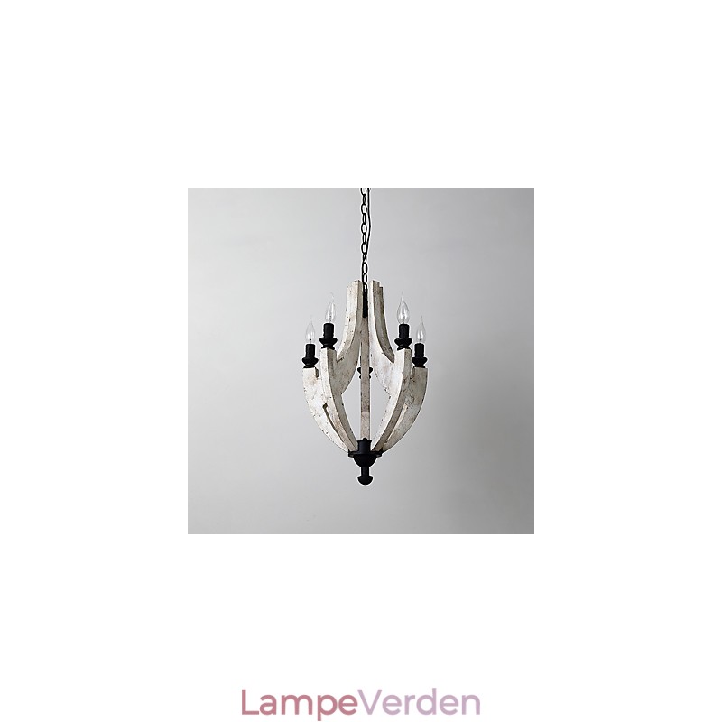 Vintage maleri funktion Mini stil træ bambus lysekrone lampe dekorere Pendant lampe