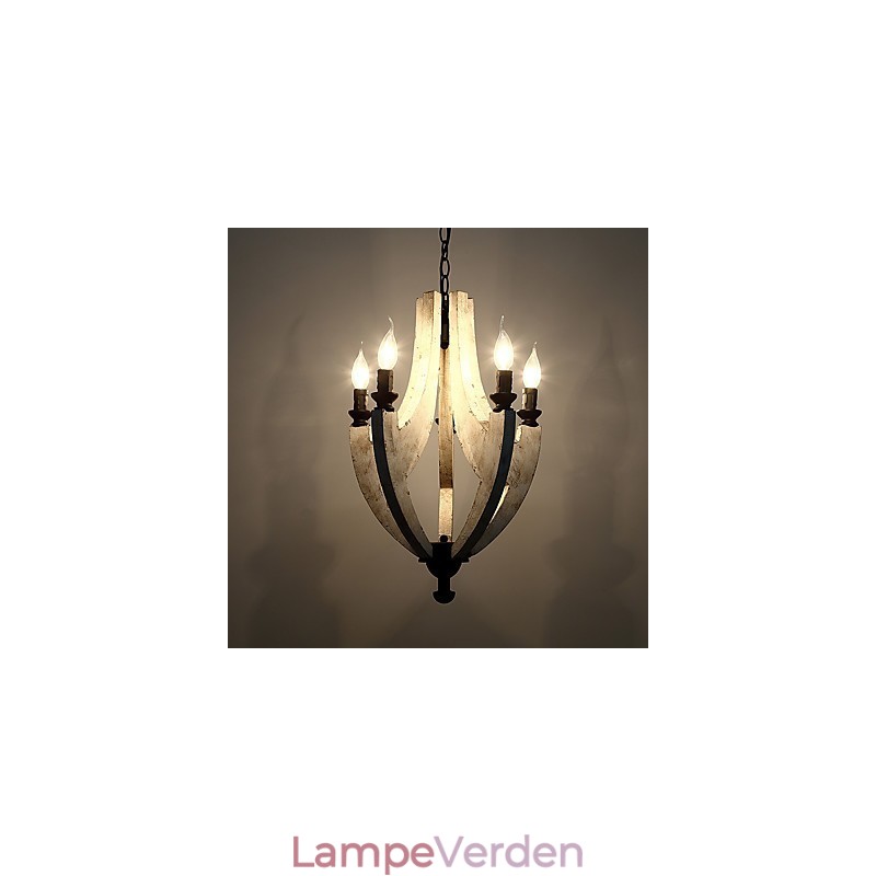 Vintage maleri funktion Mini stil træ bambus lysekrone lampe dekorere Pendant lampe
