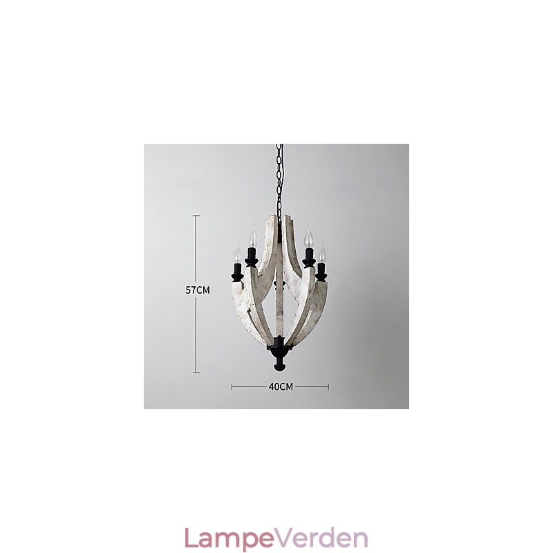 Vintage maleri funktion Mini stil træ bambus lysekrone lampe dekorere Pendant lampe