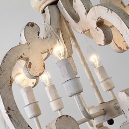 Vintage maleri funktion Mini stil træ bambus lysekrone lampe dekorere Pendant lampe