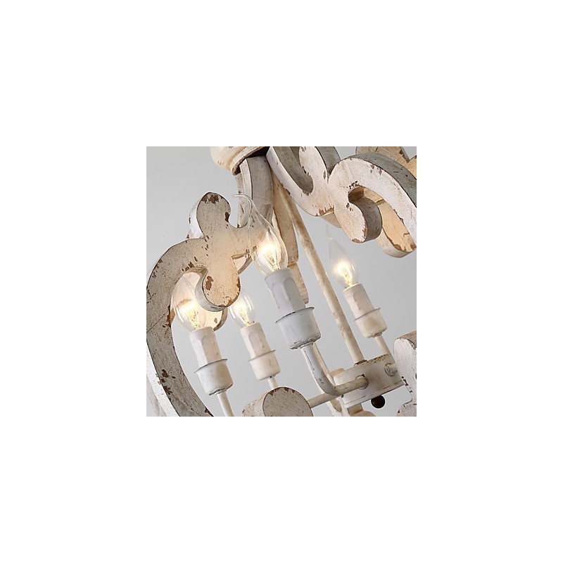 Vintage maleri funktion Mini stil træ bambus lysekrone lampe dekorere Pendant lampe