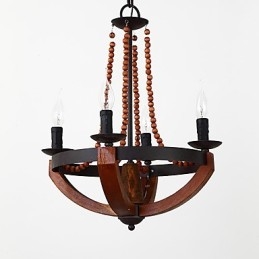 Fire lyse vintage maleri funktion Mini stil træ bambus lysekrone lampe dekorere Pendant lampe