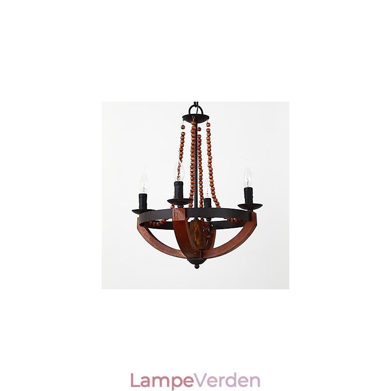 Fire lyse vintage maleri funktion Mini stil træ bambus lysekrone lampe dekorere Pendant lampe