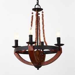 Fire lyse vintage maleri funktion Mini stil træ bambus lysekrone lampe dekorere Pendant lampe