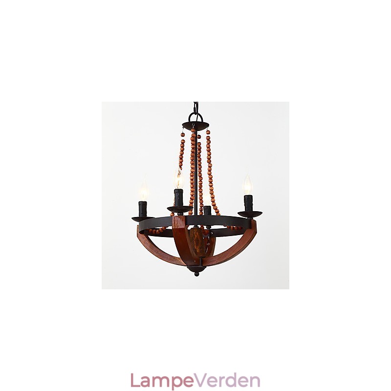 Fire lyse vintage maleri funktion Mini stil træ bambus lysekrone lampe dekorere Pendant lampe