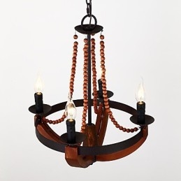 Fire lyse vintage maleri funktion Mini stil træ bambus lysekrone lampe dekorere Pendant lampe