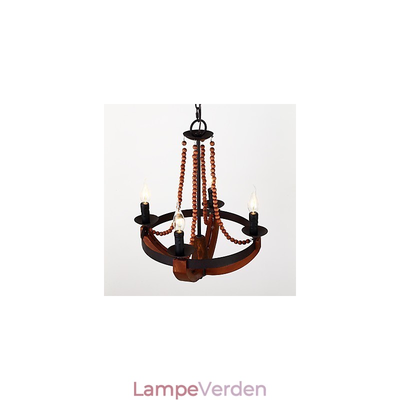 Fire lyse vintage maleri funktion Mini stil træ bambus lysekrone lampe dekorere Pendant lampe