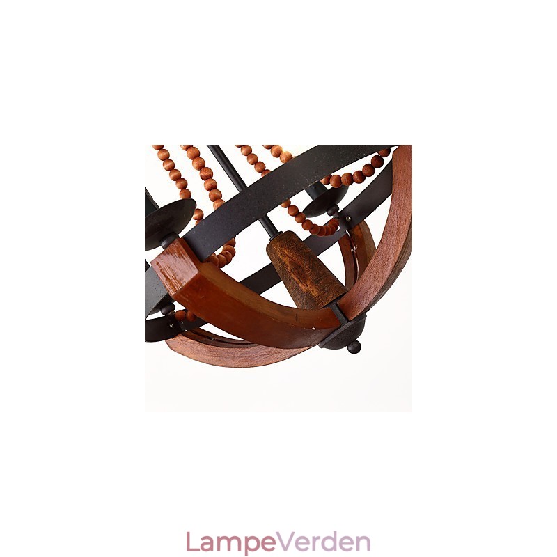 Fire lyse vintage maleri funktion Mini stil træ bambus lysekrone lampe dekorere Pendant lampe