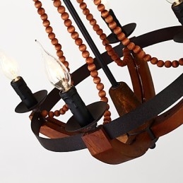 Fire lyse vintage maleri funktion Mini stil træ bambus lysekrone lampe dekorere Pendant lampe